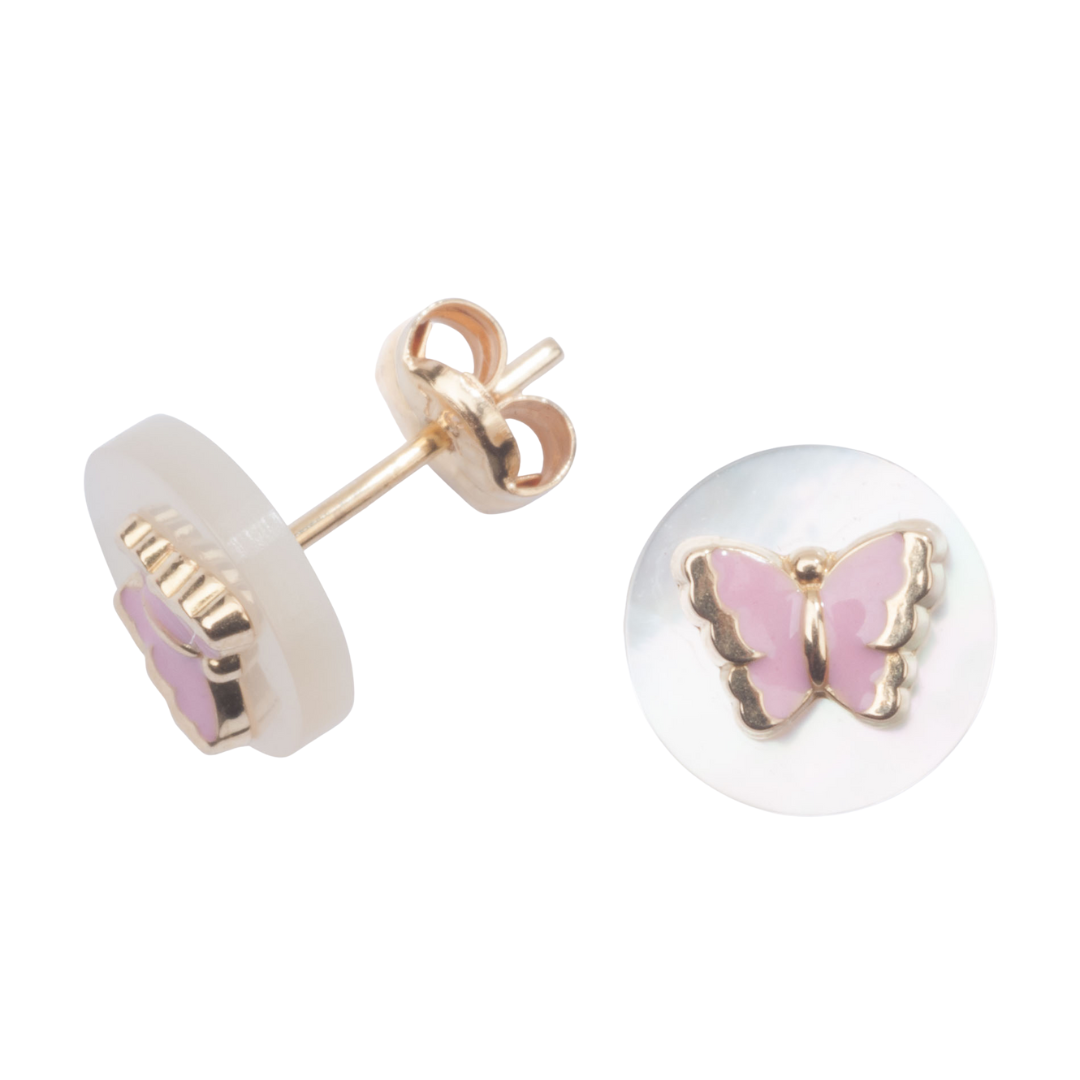 Butterfly Pearl Earrings - Pink