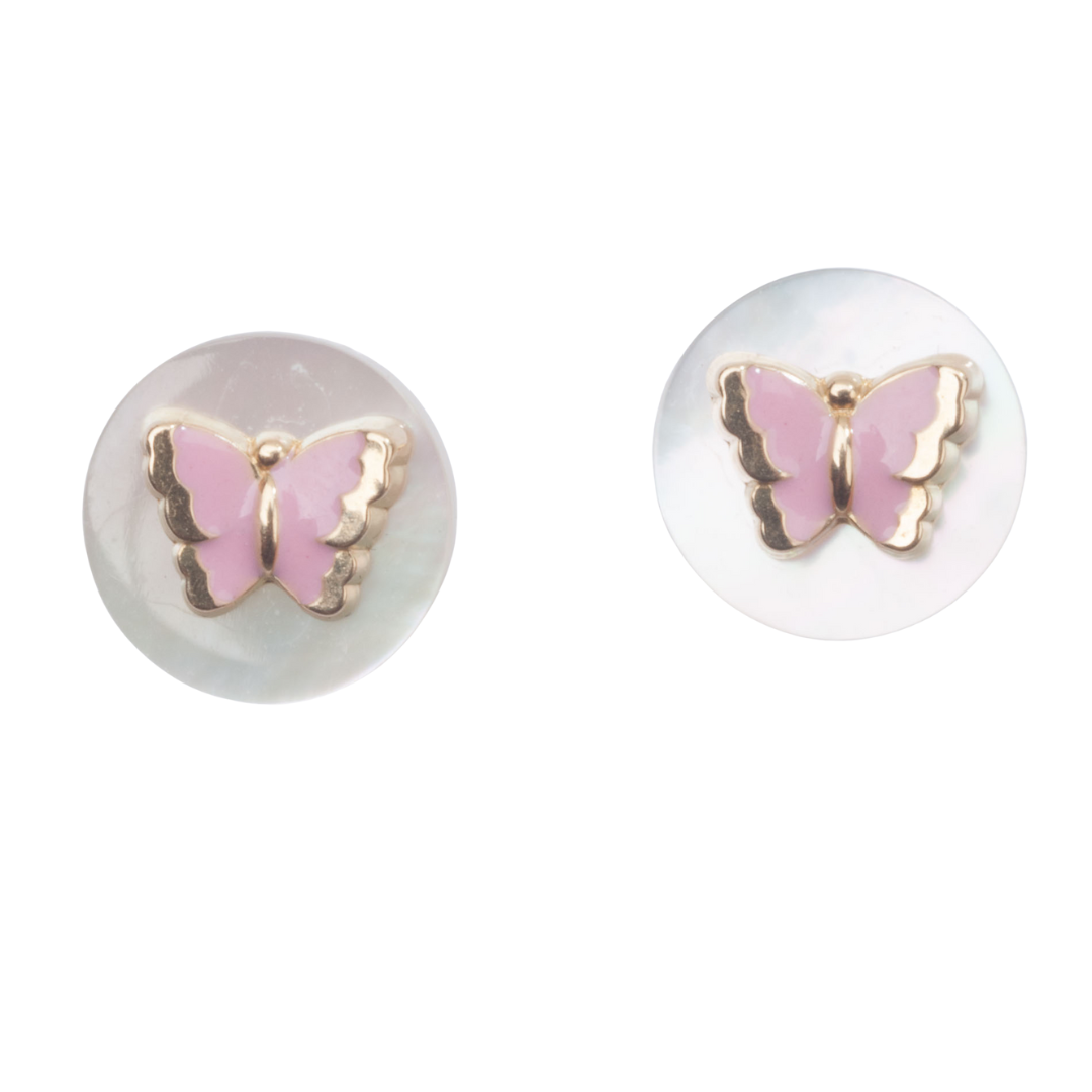 Butterfly Pearl Earrings - Pink