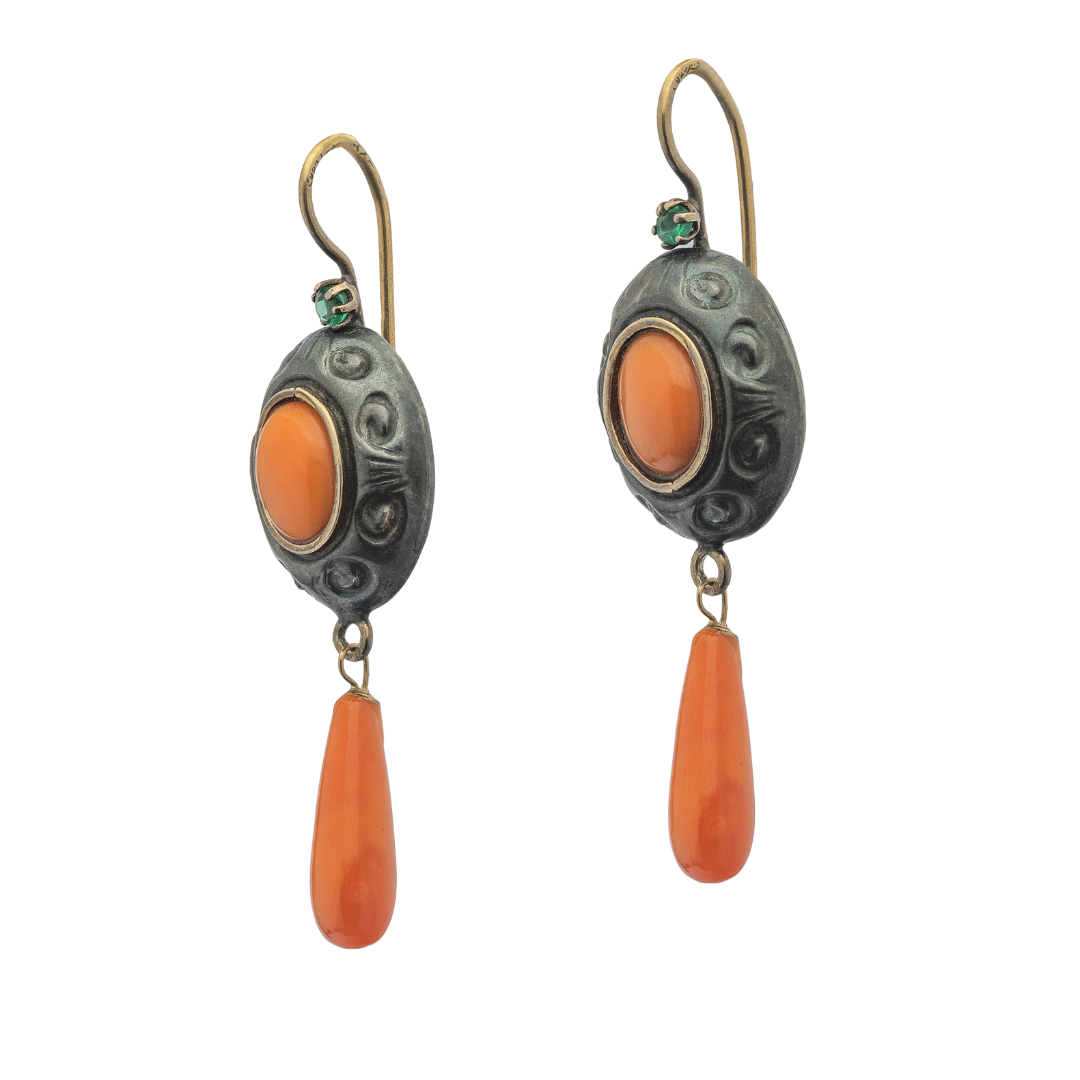 Victorian Revival Upcycled Coral Earrings