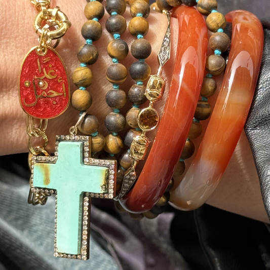 Gilded Rosary Beaded Necklace
