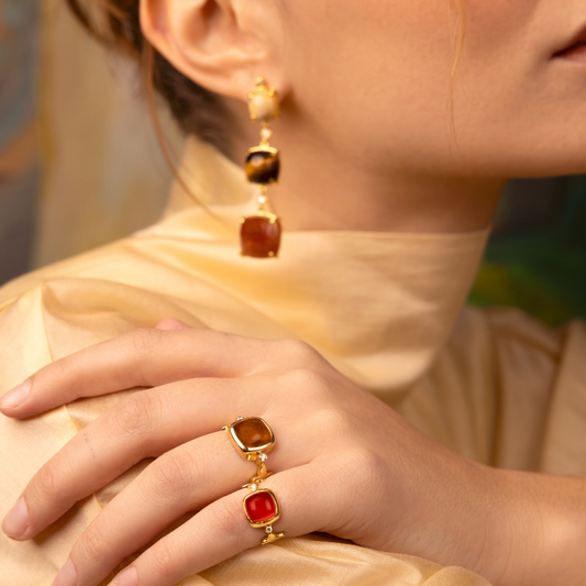 Fleur De Lys Carnelian Energy Ring