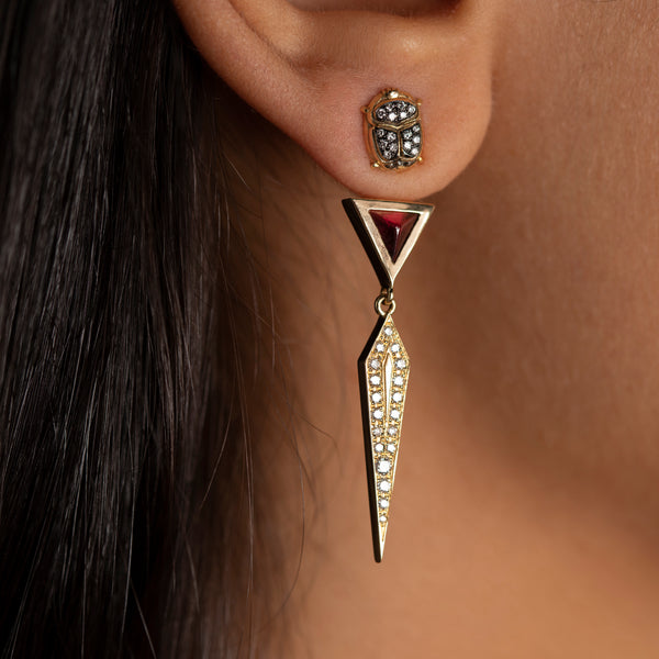 Single Scarab Sparkle Spike Earring