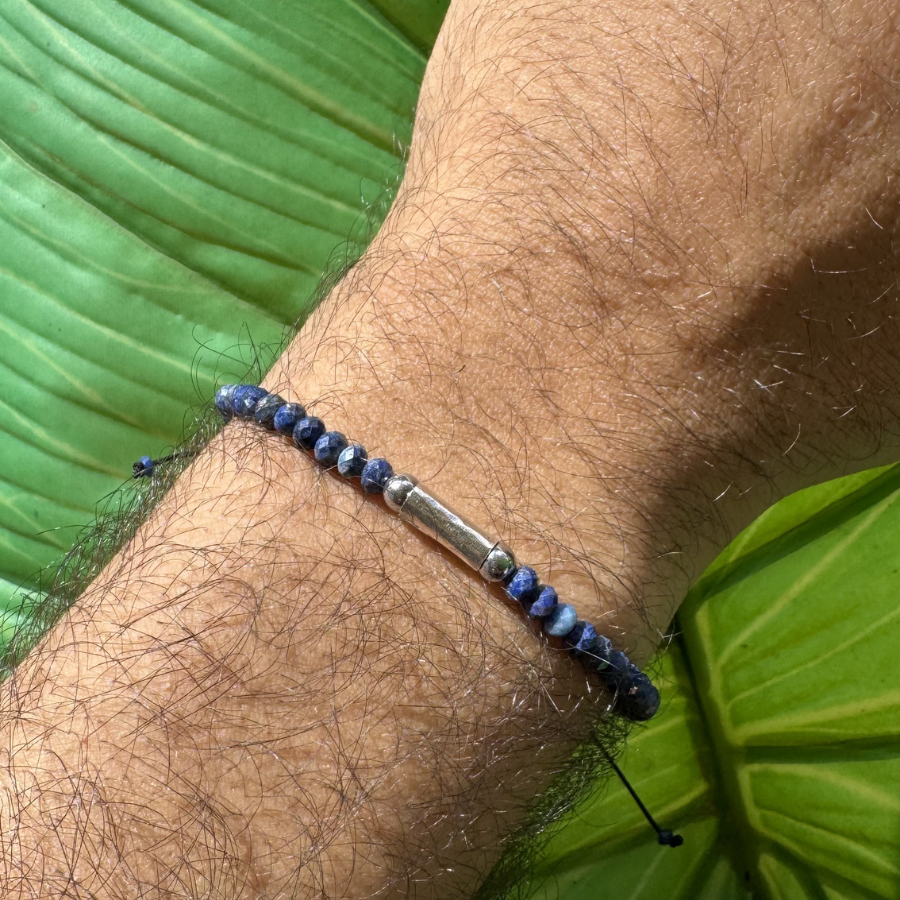 He's Fishing for Power Beaded Lapis Bracelet