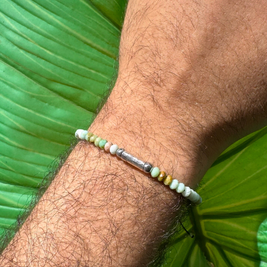 He's Fishing for Abundance Beaded Chrysoprase Bracelet