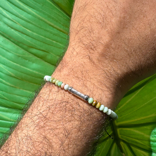 He's Fishing for Abundance Beaded Chrysoprase Bracelet