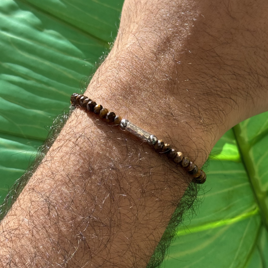 He's Fishing for Courage Beaded Tiger Eye Bracelet