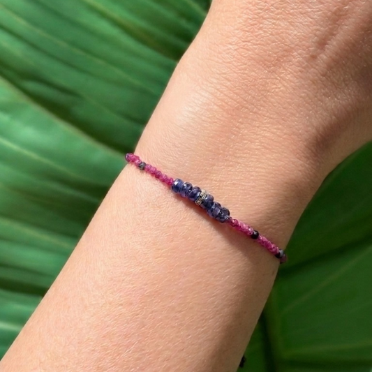 Love and Loyalty Ruby and Sapphire Beaded Bracelet