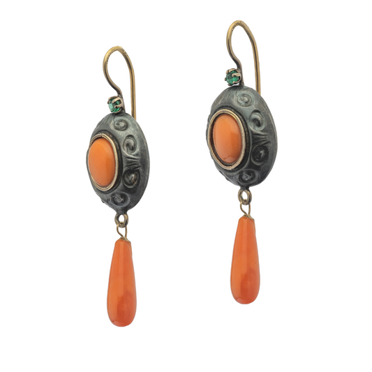 Victorian Revival Upcycled Coral Earrings