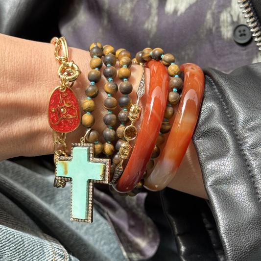 Gilded Rosary Beaded Necklace