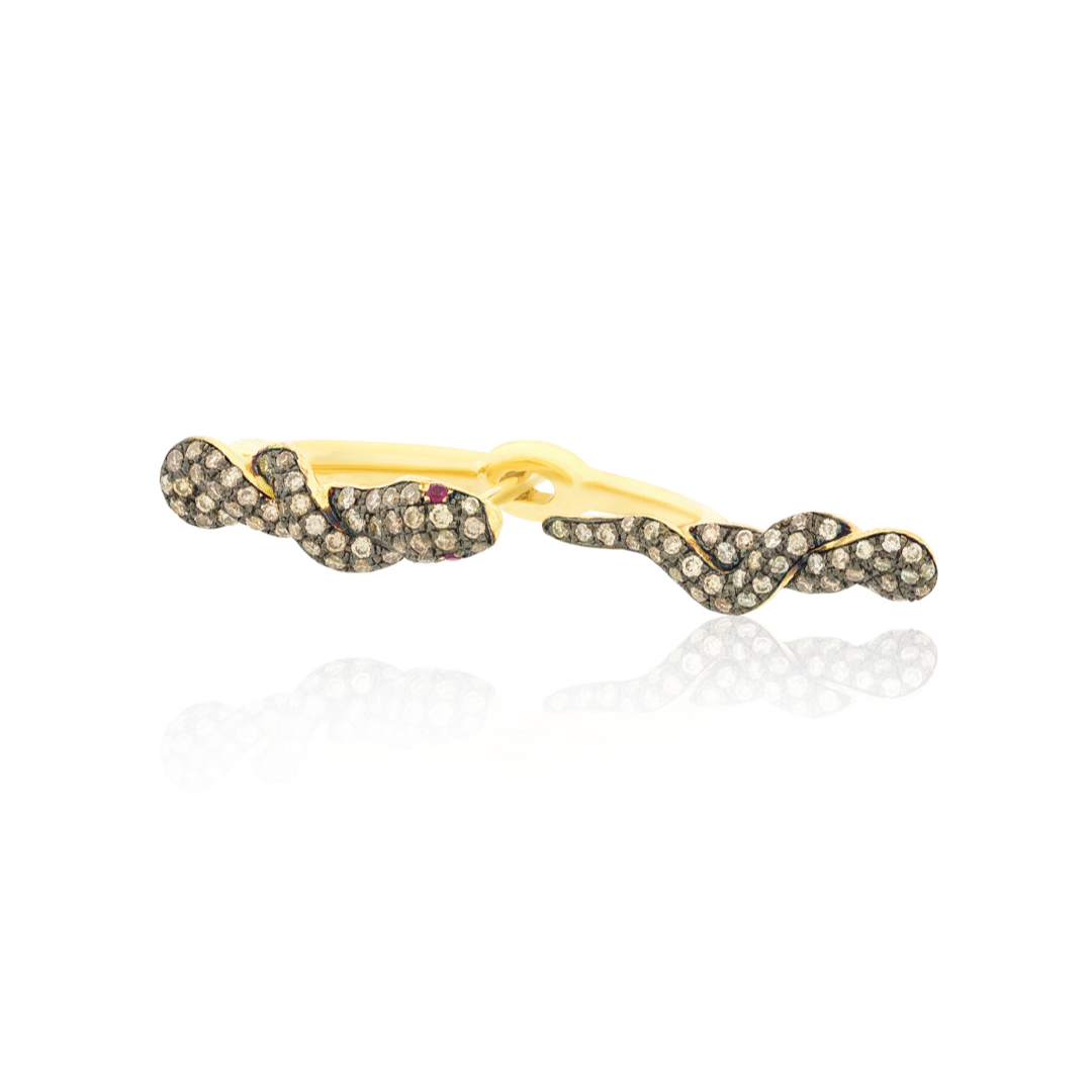 Transformation Snake Solo Earring - Brown Diamonds