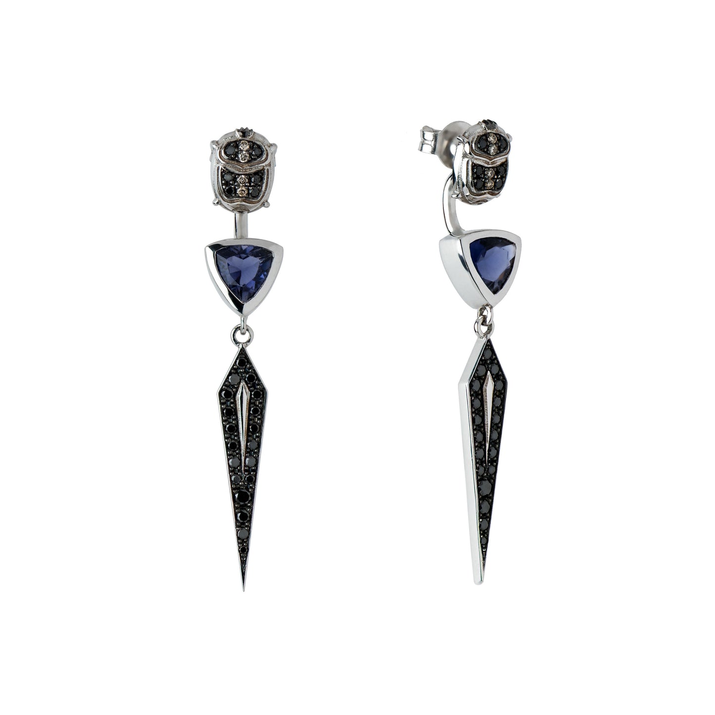 Single Sparkle Scarab Spike Tanzanite Earring