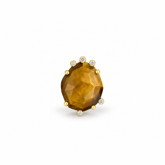 Diamond Scatter Tiger Eye Solo Earring