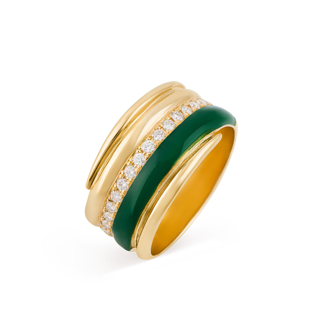 Trilogy Stack Ring - Green