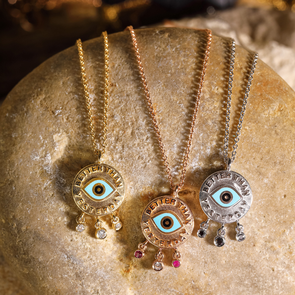 Better Than Yesterday Evil Eye Necklace - Diamond & Rubies