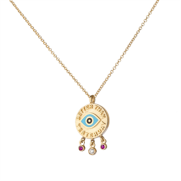 Better Than Yesterday Evil Eye Necklace - Diamond & Rubies