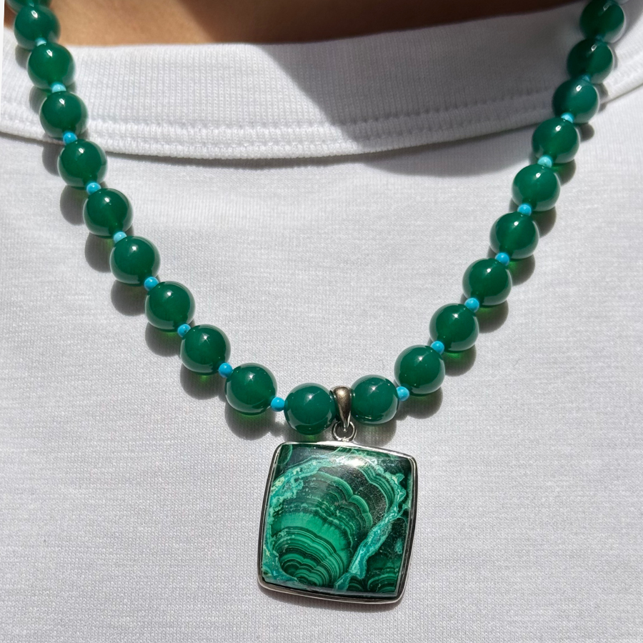 Forest of Transformation Beaded Malachite Necklace