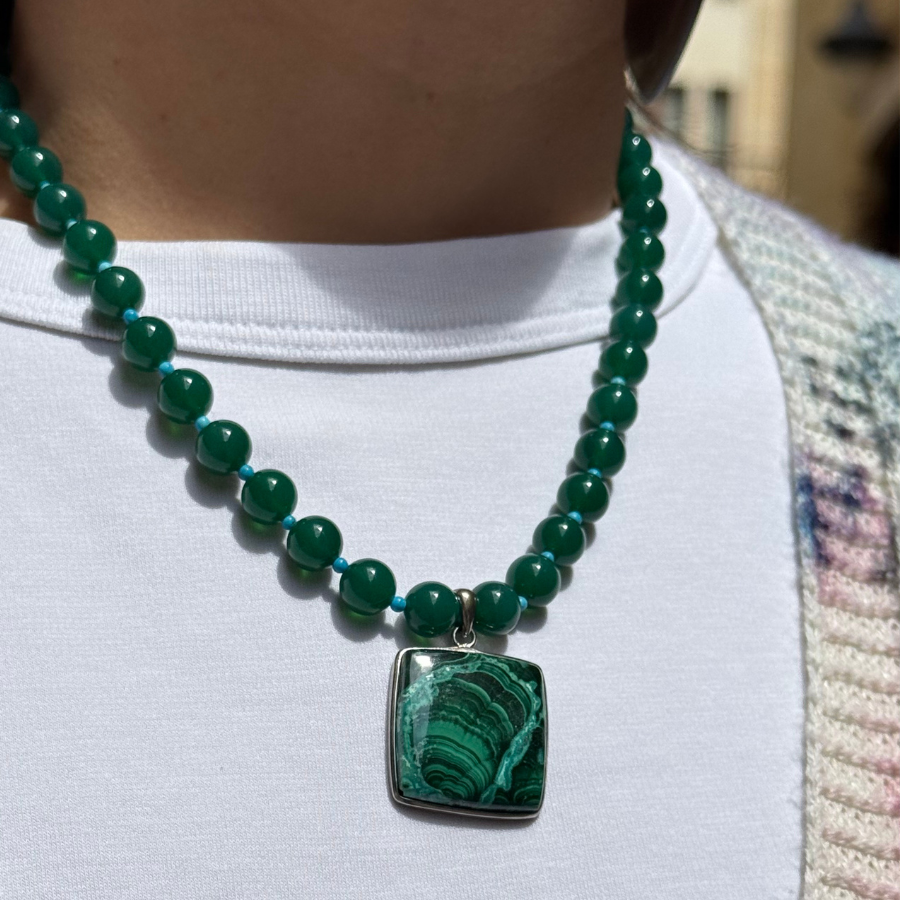 Forest of Transformation Beaded Malachite Necklace