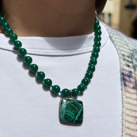 Forest of Transformation Beaded Malachite Necklace