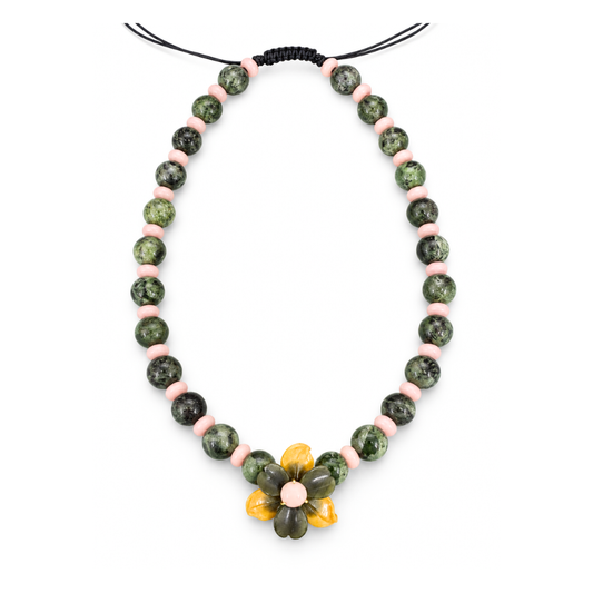 Curious Flower Beaded Coral and Aragonite Necklace