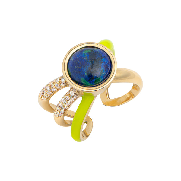 Asymmetric World Ring - Lime Green