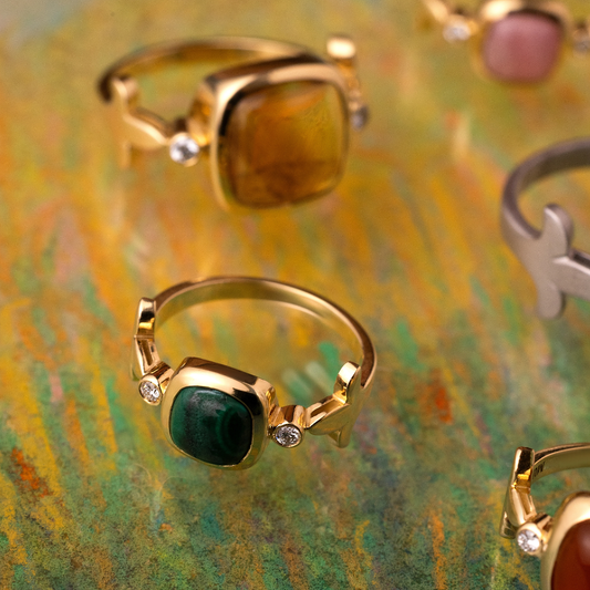 Fleur De Lys Malachite Transformation Ring