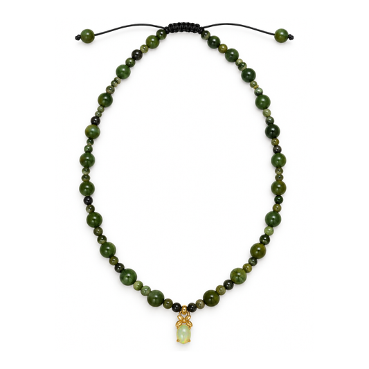Jade, Diopside and Opal Beaded Necklace