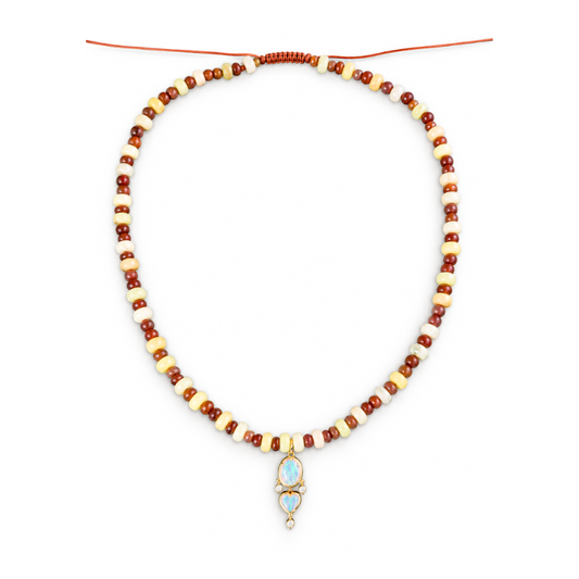 Garnet and Opal Beaded Necklace