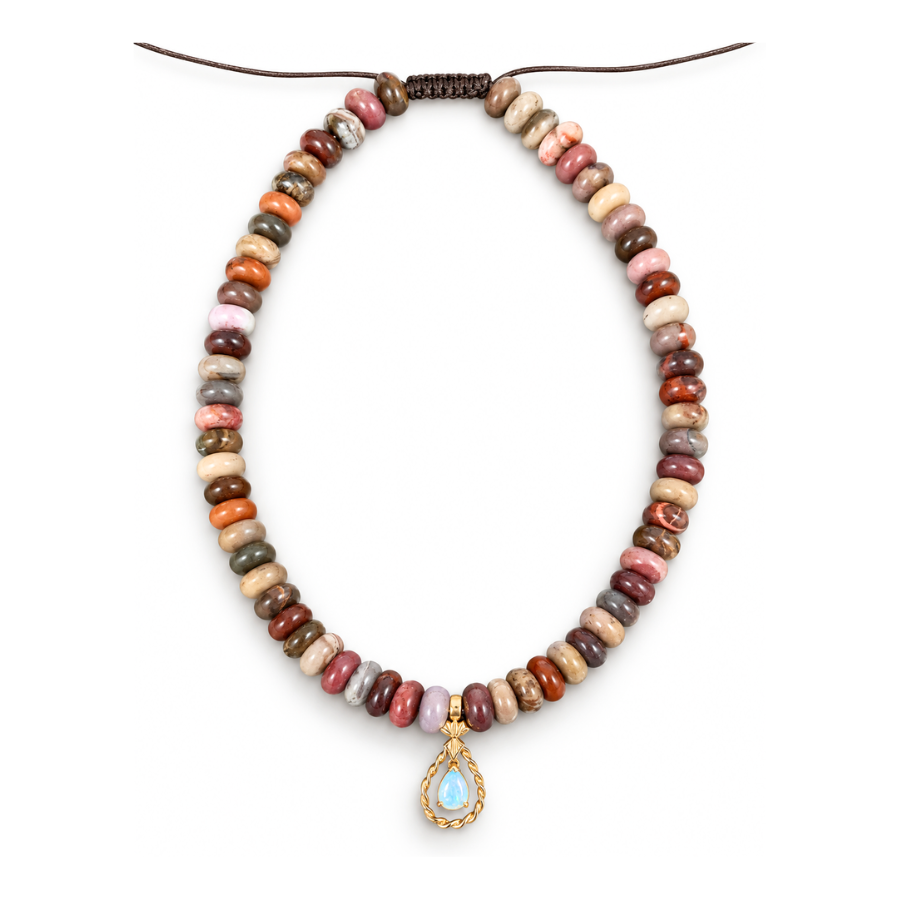 Petrified Wood & Opal Necklace