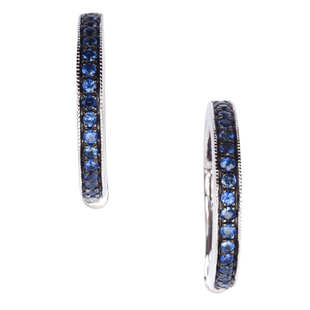 Sapphire Halo Hoop Earrings