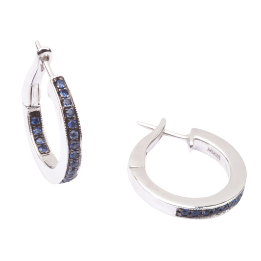 Sapphire Halo Hoop Earrings