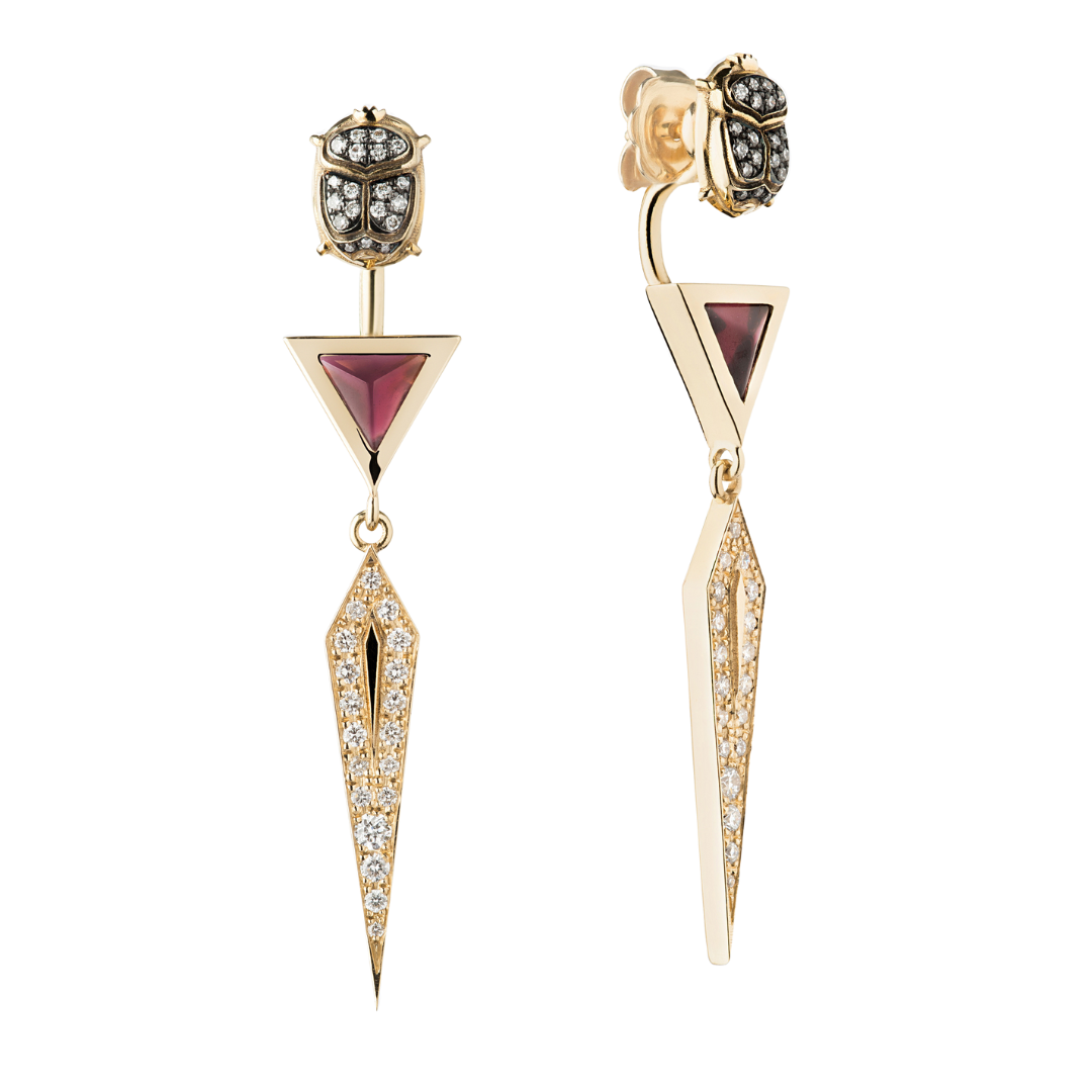 Single Scarab Sparkle Spike Earring