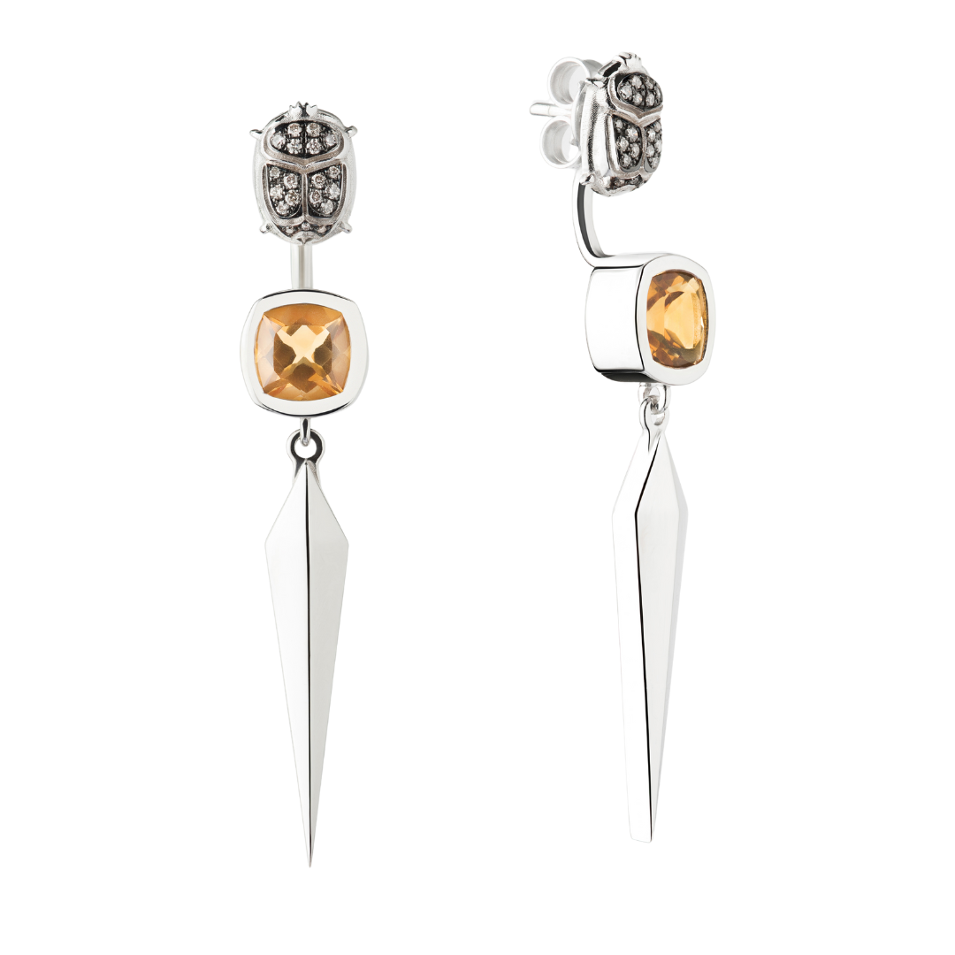 Single Sparkle Scarab Spike Earring