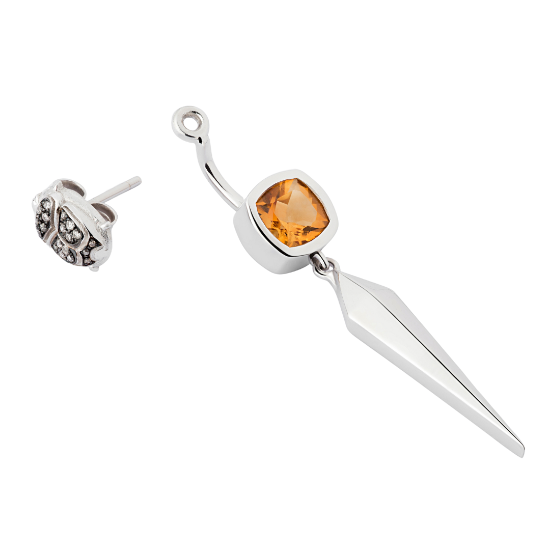Single Sparkle Scarab Spike Earring