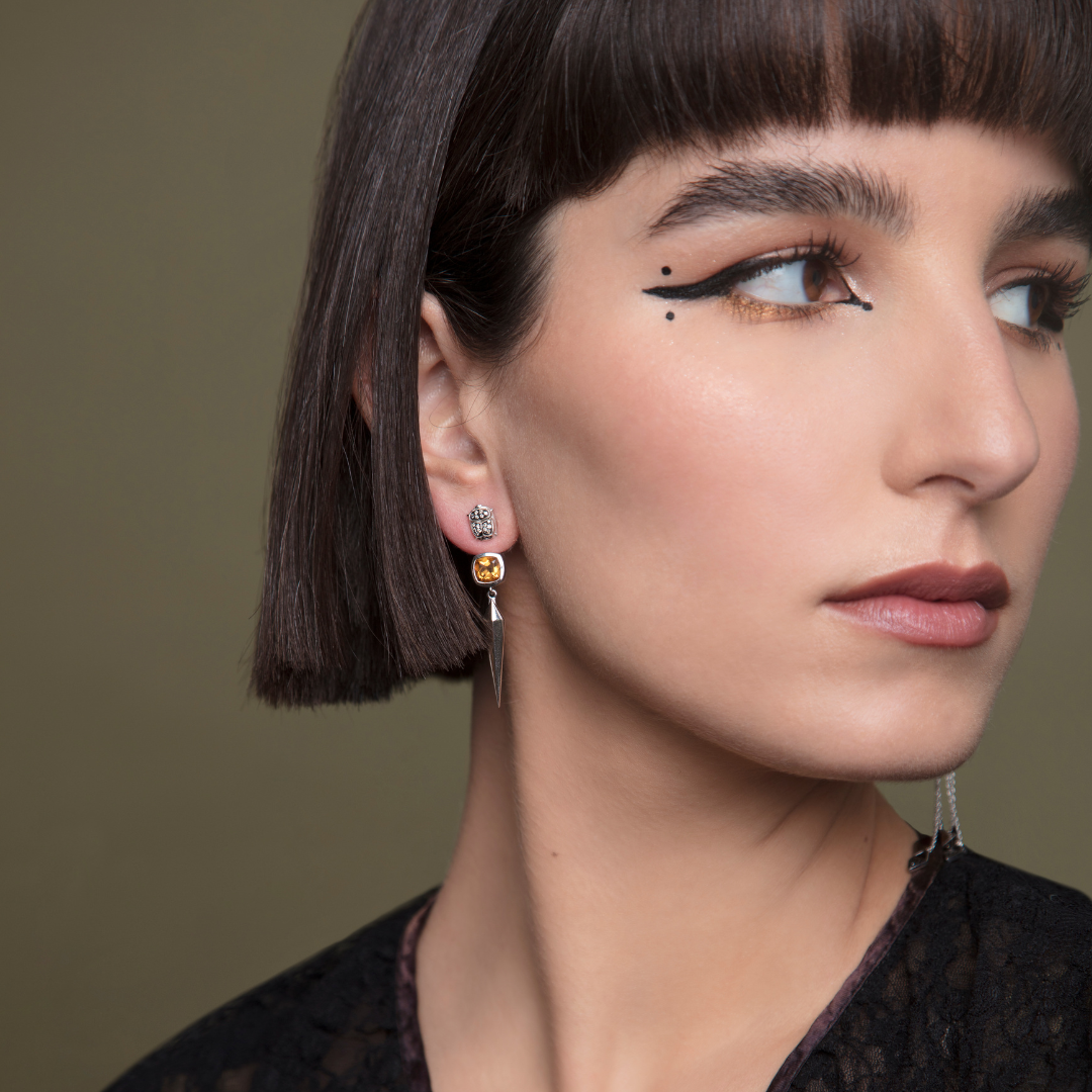 Single Sparkle Scarab Spike Earring