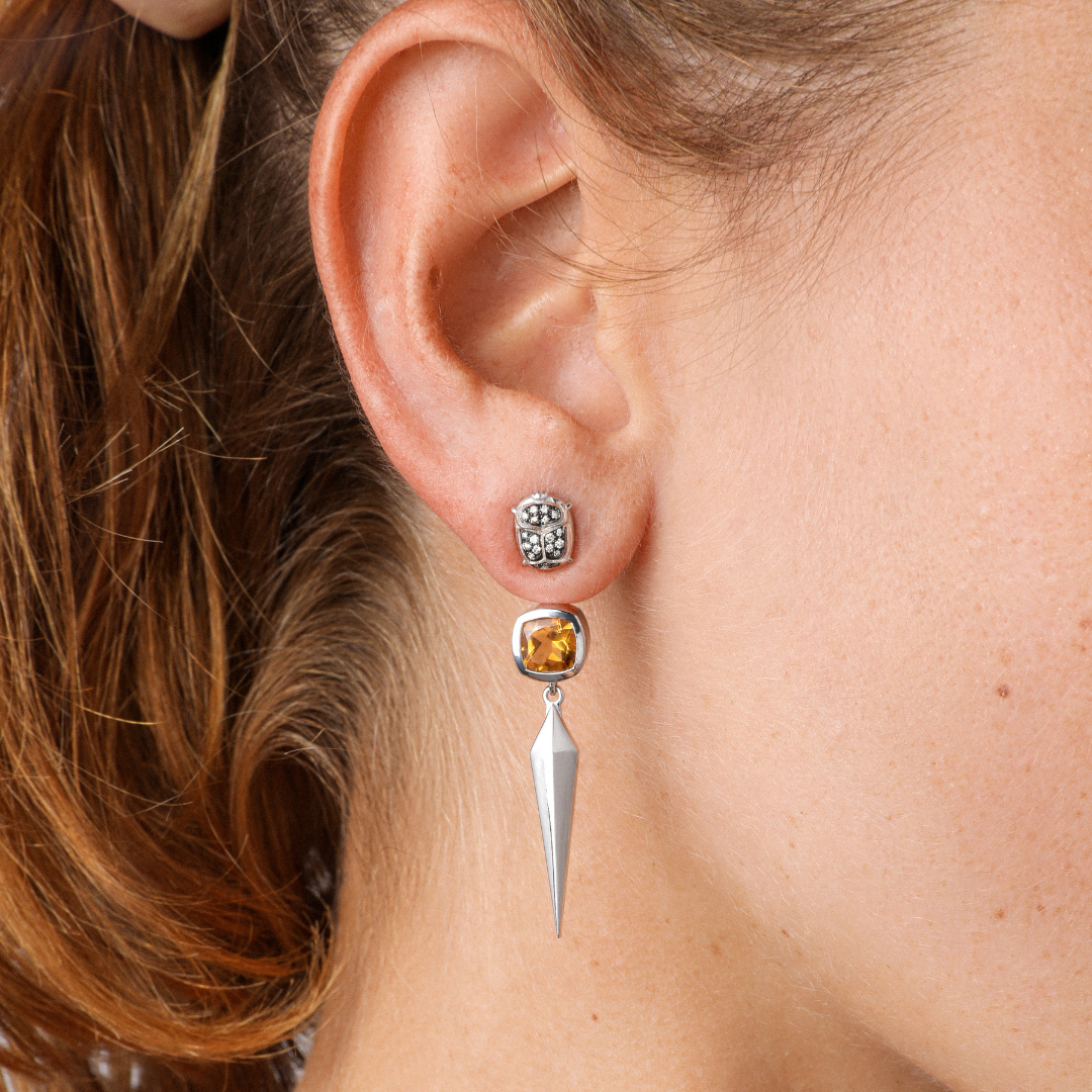Single Sparkle Scarab Spike Earring