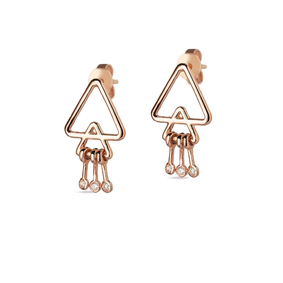 Rose Gold Triangle Dreamcatcher Diamond Earrings