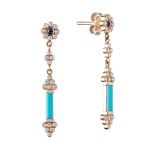 Turquoise Bloom Diamond Solo Earring