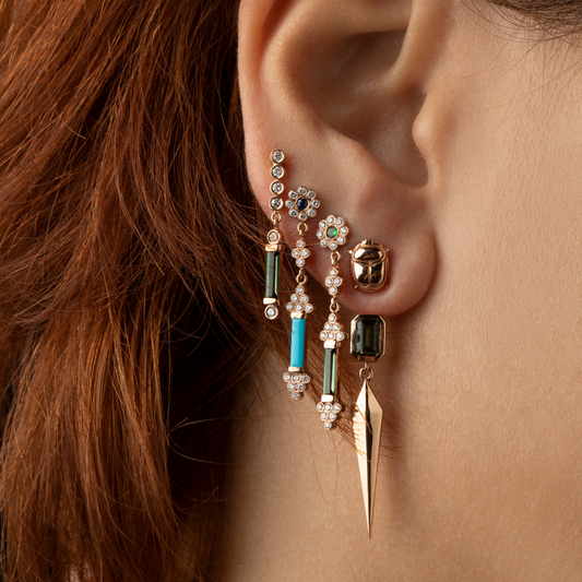 Turquoise Bloom Diamond Solo Earring